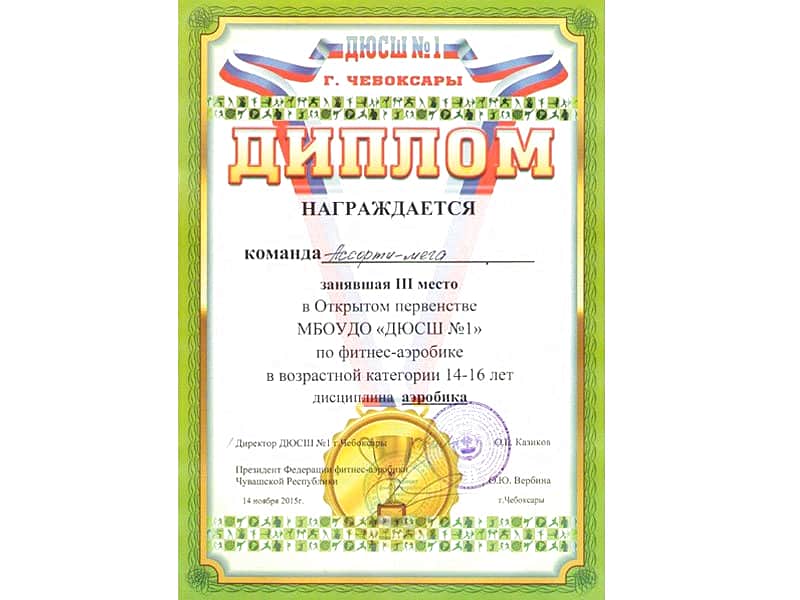 Представители города Канаша завоевали медали за 3 место в республиканских соревнованиях по фитнес-аэробике.