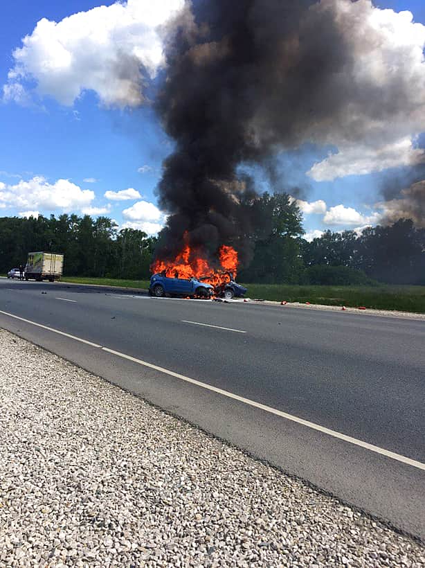 Страшное ДТП с пожаром в Канашском районе, есть погибшие.