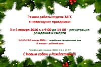 График работы отдела ЗАГС администрации Канашского МО в новогодние праздники.